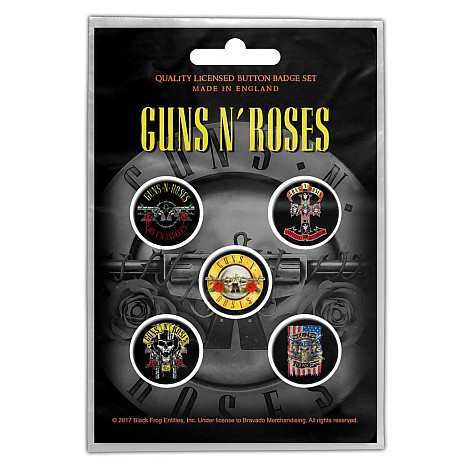 Guns N Roses sada 5-ti placok průměr 25 mm, Bullet Logo