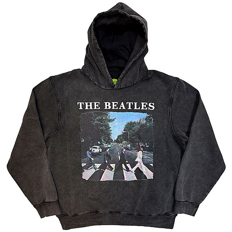 The Beatles mikina, Abbey Road & Logo Stone Wash Charcoal Grey, pánska