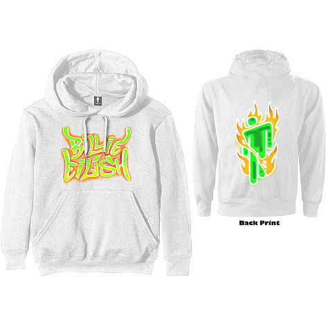 Billie Eilish mikina, Airbrush Flames Blohsh BP White, pánska