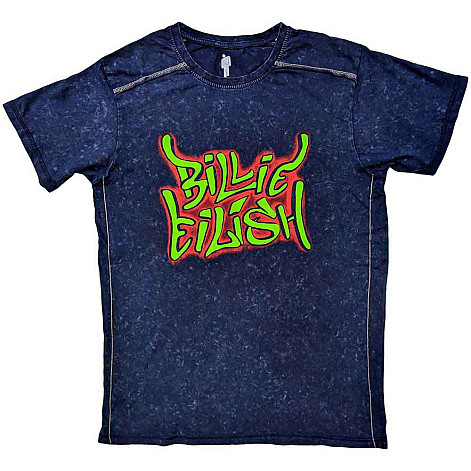 Billie Eilish tričko, Graffiti Snow Wash Navy Blue, pánske