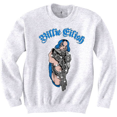 Billie Eilish mikina, Bling White Sweatshirt, unisex