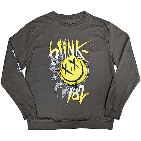 Blink 182 mikina, Sweatshirt Big Smile Sleeve Print Charcoal Grey, pánska