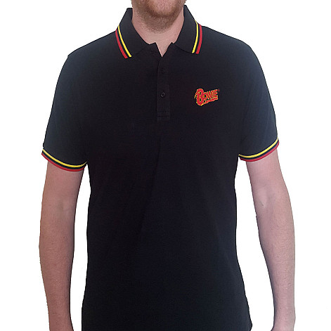 David Bowie tričko, Flash logo Polo Black, pánske