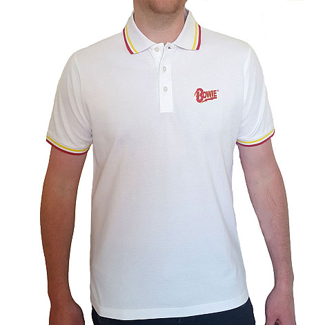 David Bowie tričko, Flash logo Polo White, pánske