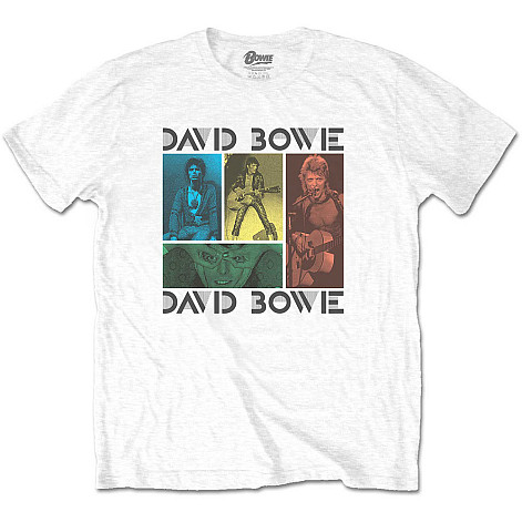 David Bowie tričko, Mick Rock Photo Collage White, pánske