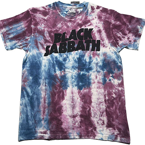 Black Sabbath tričko, Wavy Logo Dye Wash Eco Blue & Red, pánske