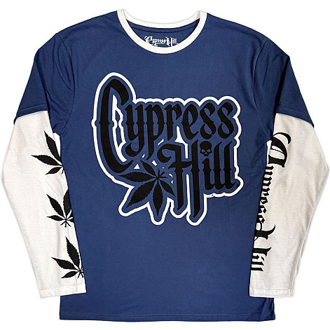 Cypress Hill tričko dlhý rukáv, Leaf & Logo Denim Blue & White, pánske