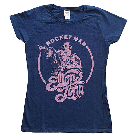Elton John tričko, Rocketman Circle Point Girly Navy Blue, dámske