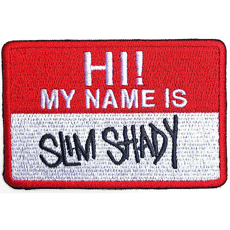 Eminem tkaná nažehlovačka PES 85x40 mm, Slim Shady Name Badge