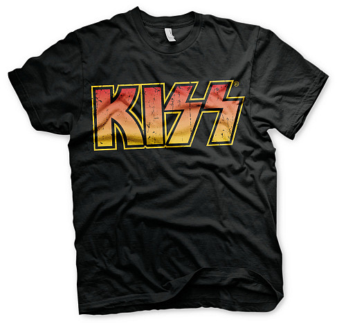 KISS tričko, Distressed Logotype Black, pánske