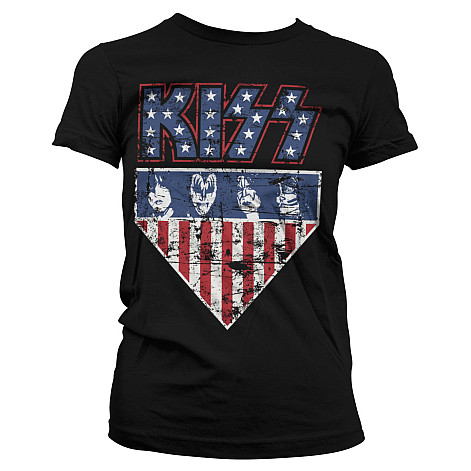 KISS tričko, Stars & Stripes Black, dámske