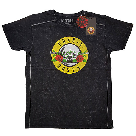 Guns N Roses tričko, Classic Logo Snow Washed Black, pánske
