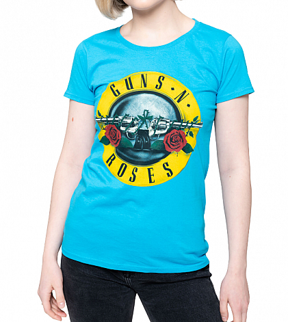 Guns N Roses tričko, Classic Bullet Powder Blue, dámske