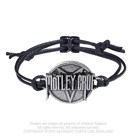 Motley Crue náramok s posuvníkem do max 25 cm, Pentagram Logo 25x52x10 mm 8 g