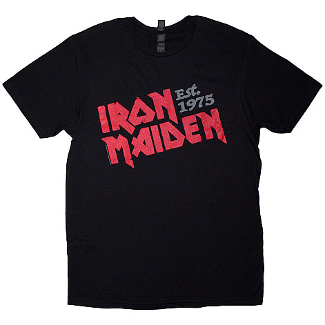 Iron Maiden tričko, Est. 1975 Slanted Logo Black, pánske