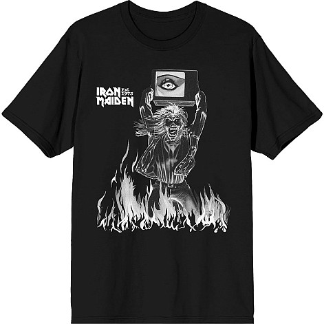 Iron Maiden tričko, Est. 1975 Holy Smoke Flames Crop Black, pánske