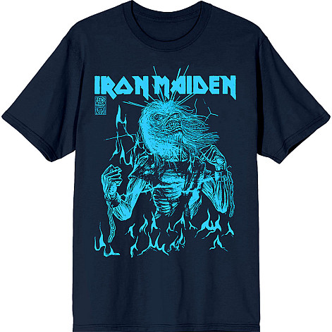 Iron Maiden tričko, 50 Life After Death Flames Blue Navy Blue, pánske