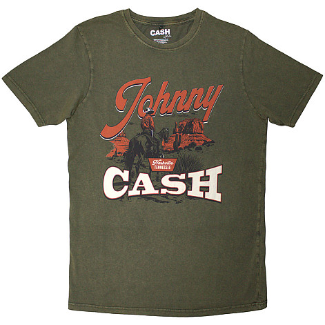 Johnny Cash tričko, Desert Cowboy Stone Wash Green, pánske