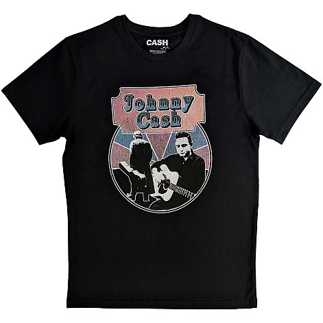 Johnny Cash tričko, Walking Guitar & Front On Black, pánske