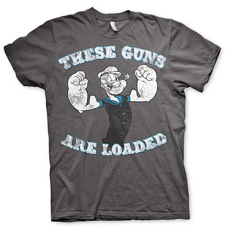Pepek námořník tričko, These Guns Are Loaded Dark Grey, pánske