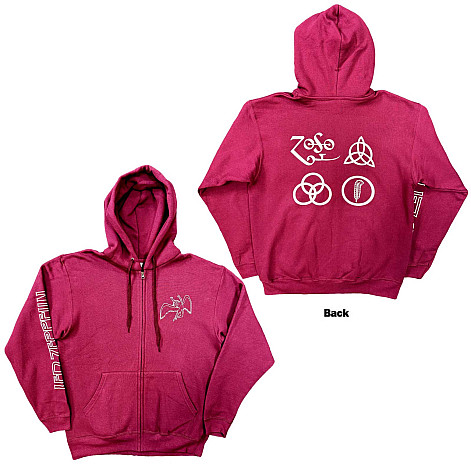 Led Zeppelin mikina, Symbols Zipped BP Maroon Red, pánska