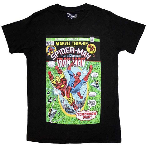 Spiderman tričko, Spiderman & Iron Man Comic Cover Black, pánske