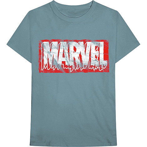 Marvel Comics tričko, Distressed Dripping logo Light Blue, pánske