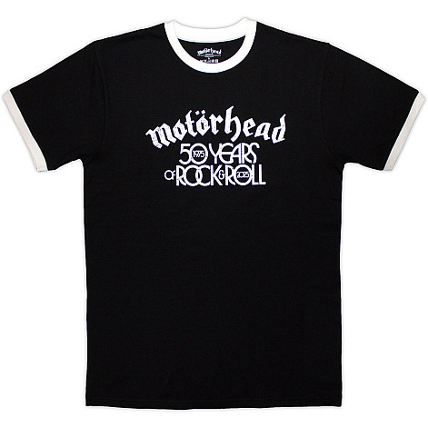 Motorhead tričko, 50 Years Text Lock Up Ringer Black, pánske