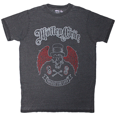 Motley Crue tričko, Skull Wings Wash Black, pánske