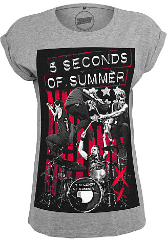 5 Seconds of Summer tričko, 5SOS Longprint Girly Grey, dámske