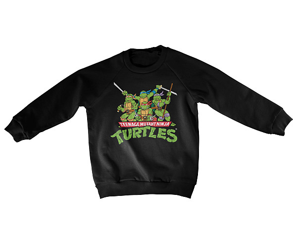 Želvy Ninja mikina, Distressed Group Sweatshirt Black, detská