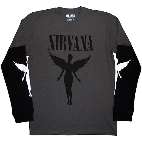 Nirvana tričko dlhý rukáv, In Utero Mono Charcoal Grey & Black, pánske