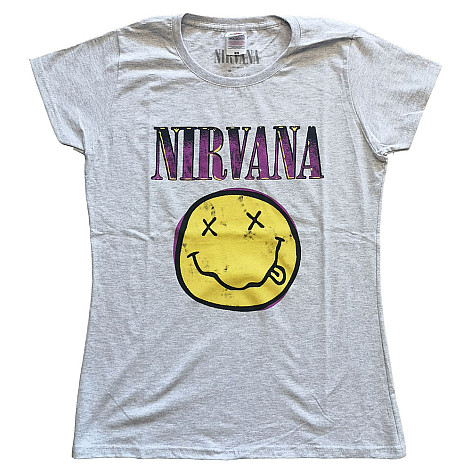 Nirvana tričko, Xerox Smiley Pink Girly Grey, dámske