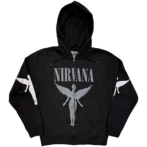 Nirvana mikina, In Utero Mono Zipped Charcoal Grey, pánska