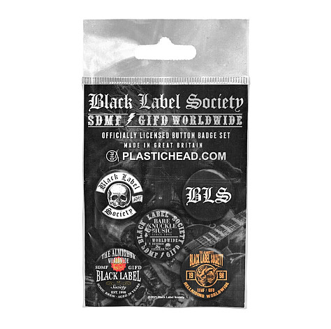 Black Label Society sada 5-ti placok 25 mm, Button Badge Set Black Label Society