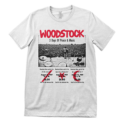 Woodstock tričko, 3 Day Ticket White, pánske