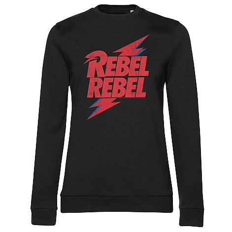 David Bowie mikina, Rebel Rebel Girly Sweatshirt Black, dámska