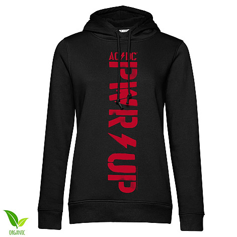 AC/DC mikina, PWR-Up Vertical Logo Organic Hoodie Girls Black, dámska