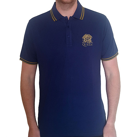 Queen tričko, Crest Logo Polo Navy Blue, pánske