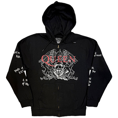 Queen mikina, Logo & Crest Outline Zipped Charcoal Grey, pánska