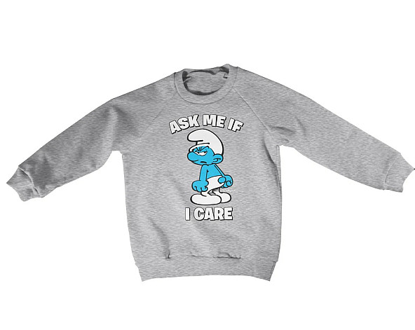 The Smurfs mikina, Ask Me If I Care Sweatshirt Grey, detská