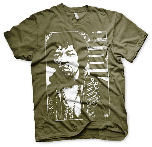 Jimi Hendrix tričko, JH Distressed Olive, pánske