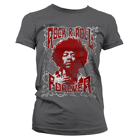 Jimi Hendrix tričko, Rock 'n Roll Forever Dark Grey, dámske