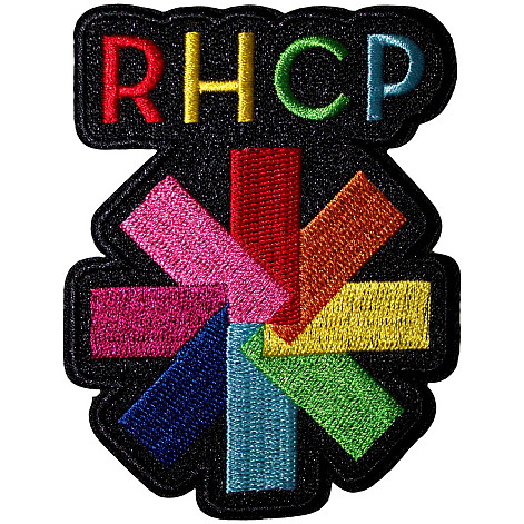 Red Hot Chili Peppers tkaná nažehlovačka PES 89 x 67 mm, Rainbow Asterisk