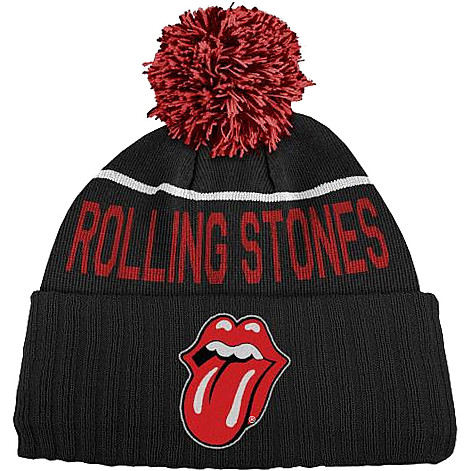 Rolling Stones zimný čiapka, Classic Tongue Bobble Black