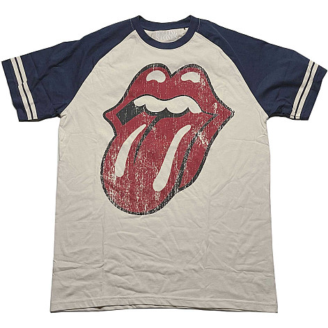 Rolling Stones tričko, Lick Raglan Natural & Navy Blue, pánske