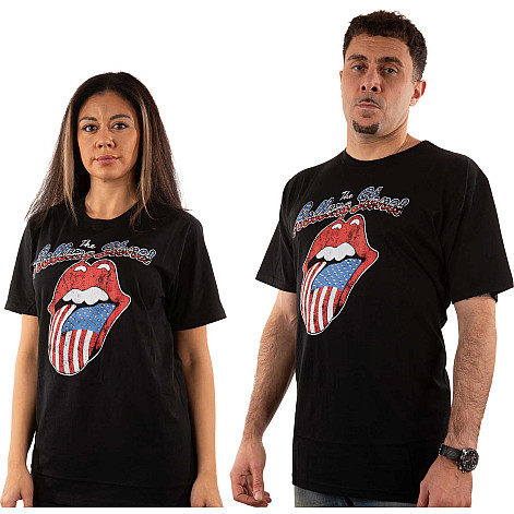 Rolling Stones tričko, USA Tongue Diamante Black, pánske