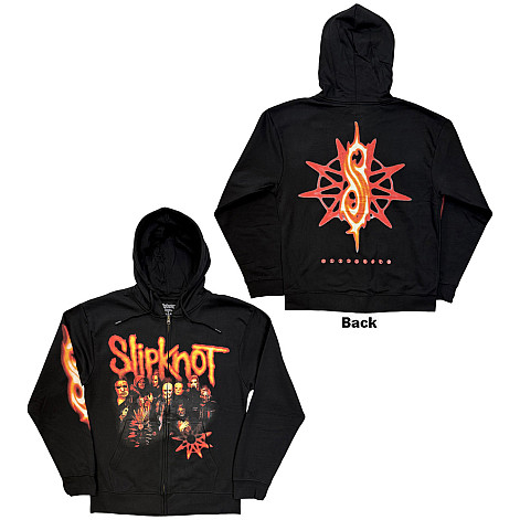 Slipknot mikina, TESF Group Photo Nonagram Zipped BP Black, pánska