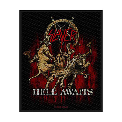 Slayer tkaná nášivka PES 100x75 mm, Hell Awaits