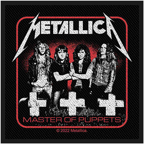 Metallica tkaná nášivka PES 100x100 mm, Master Of Puppets Band